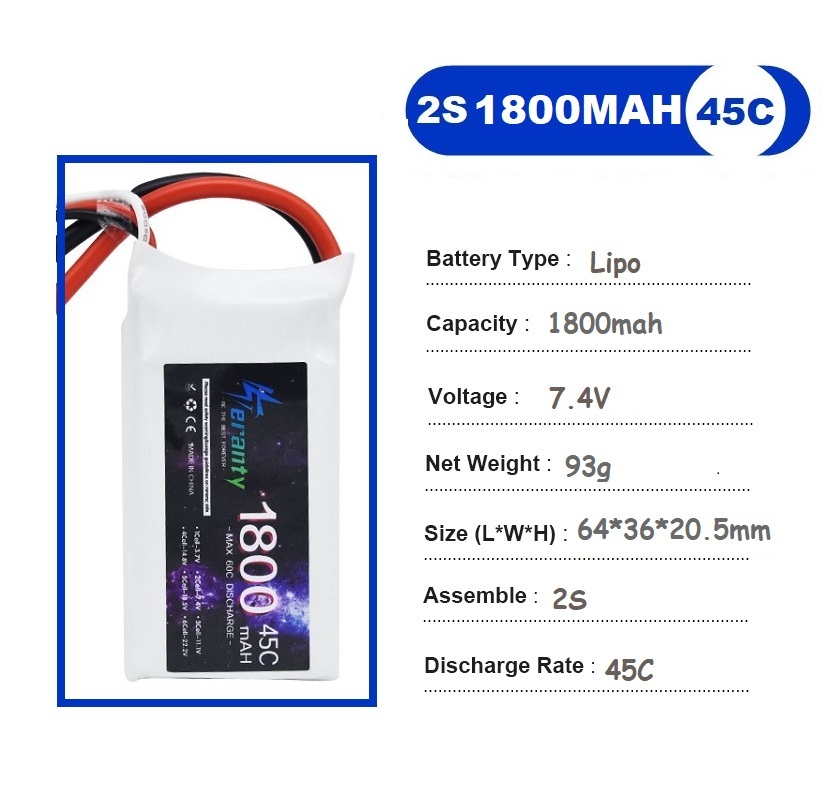 2PCS 7.4V Lipo 2S Battery 1500 - Drone Racing Battery review and price