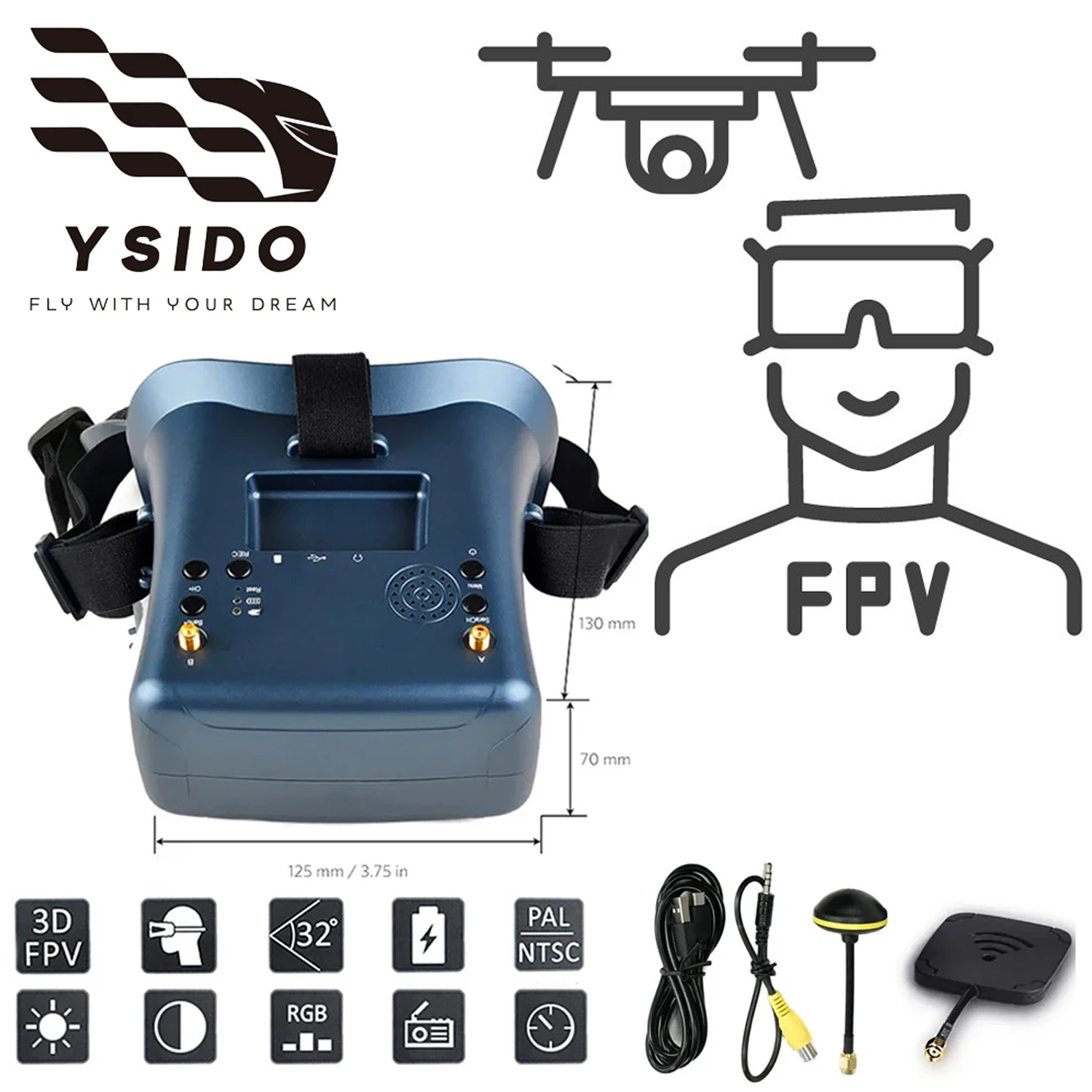 FPV Goggles 008D 5.8G 40CH 4.3 - Drone Racing Goggles review and price