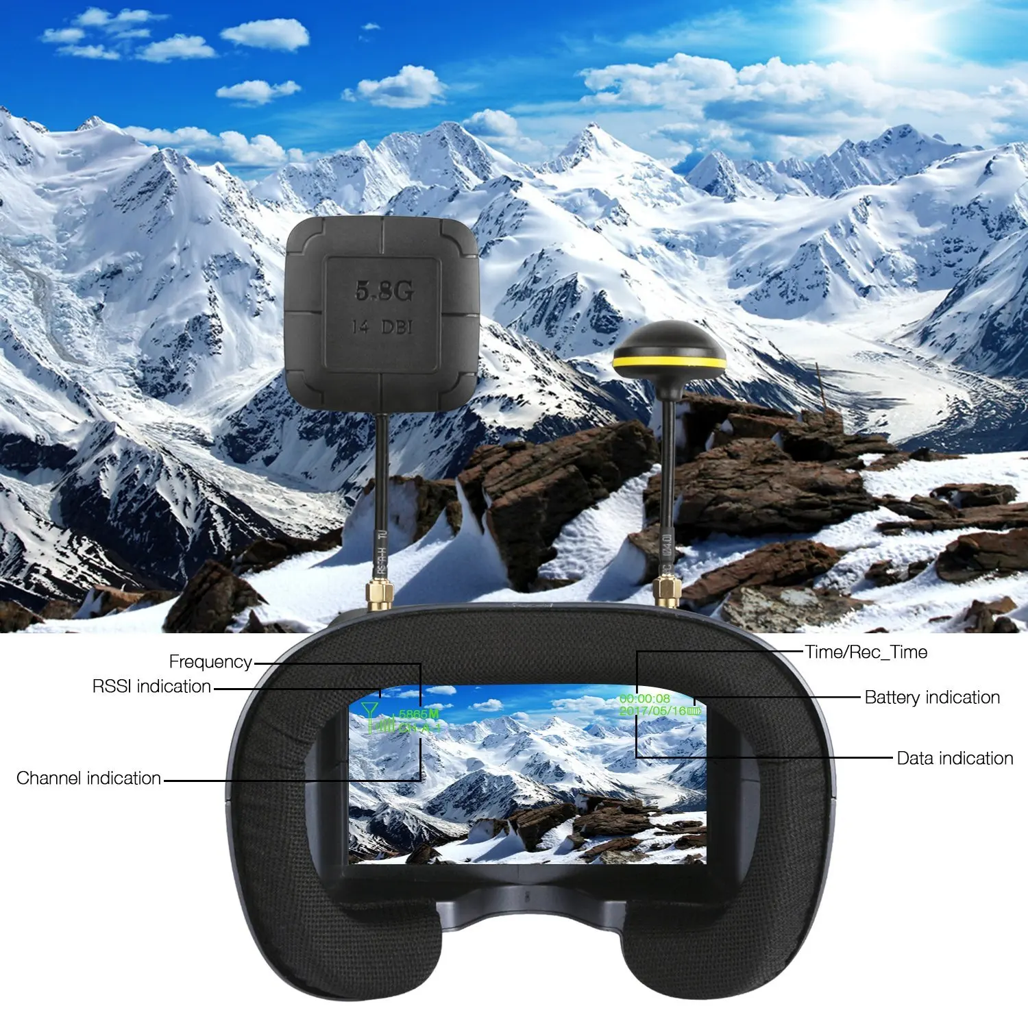 FPV Goggles 008D 5.8G 40CH 4.3 - Drone Racing Goggles review and price